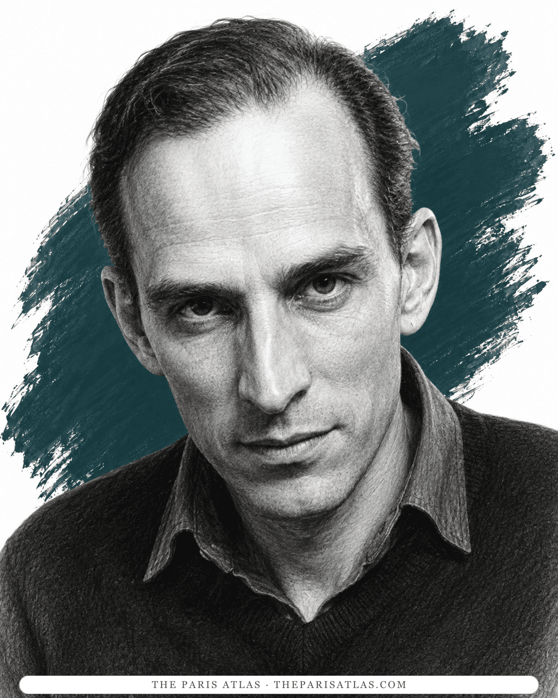 Illustrated portrait of Ingmar Bergman