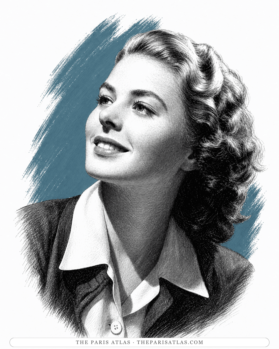 Illustrated portrait of Ingrid Bergman