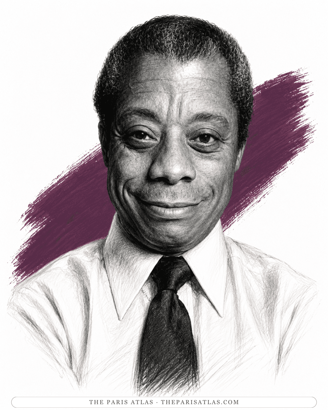 Illustrated portrait of James Baldwin