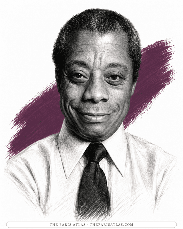 Illustrated portrait of James Baldwin