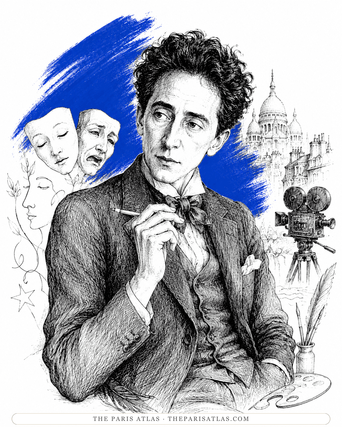Illustrated portrait of Jean Cocteau