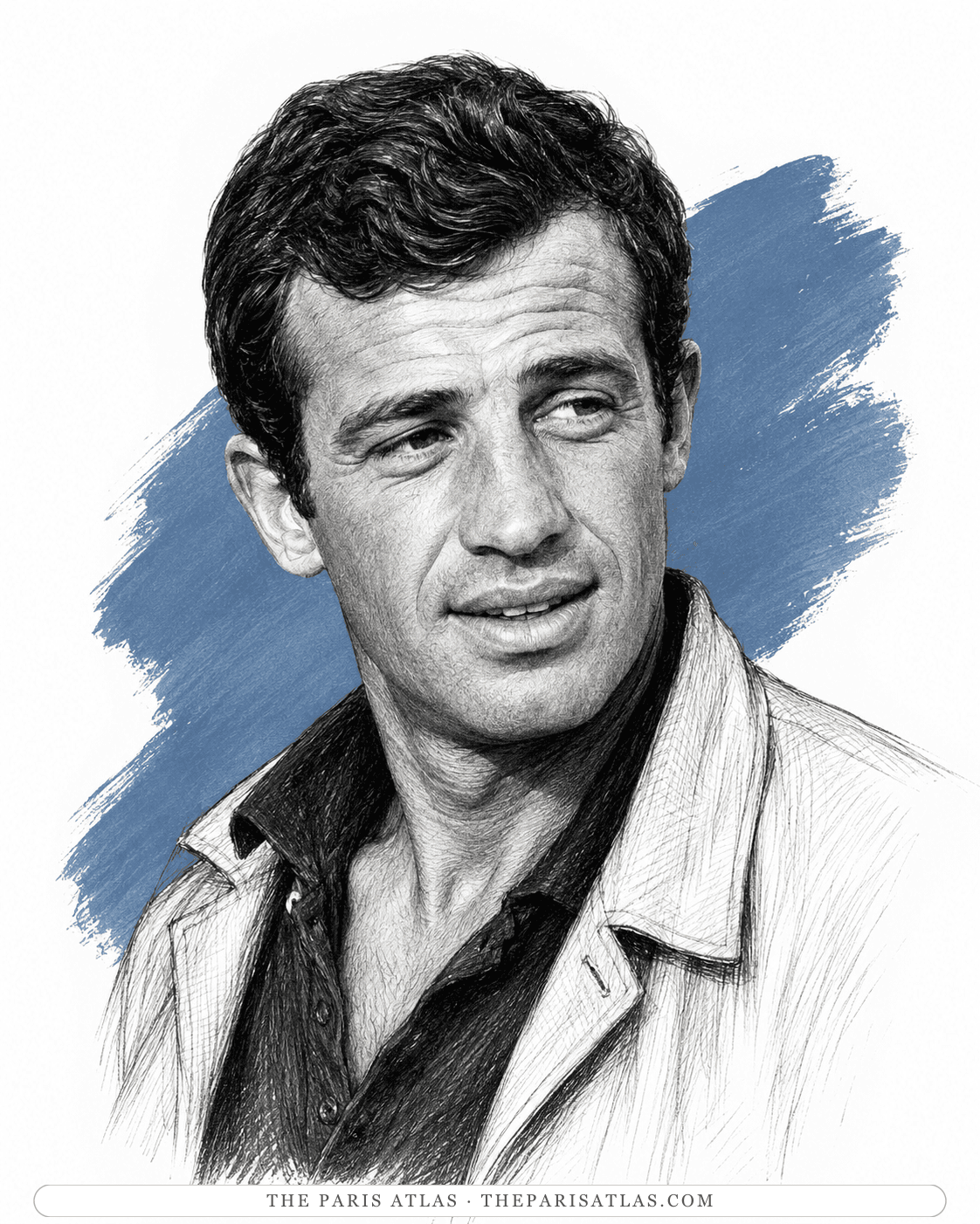 Illustrated portrait of Jean-Paul Belmondo