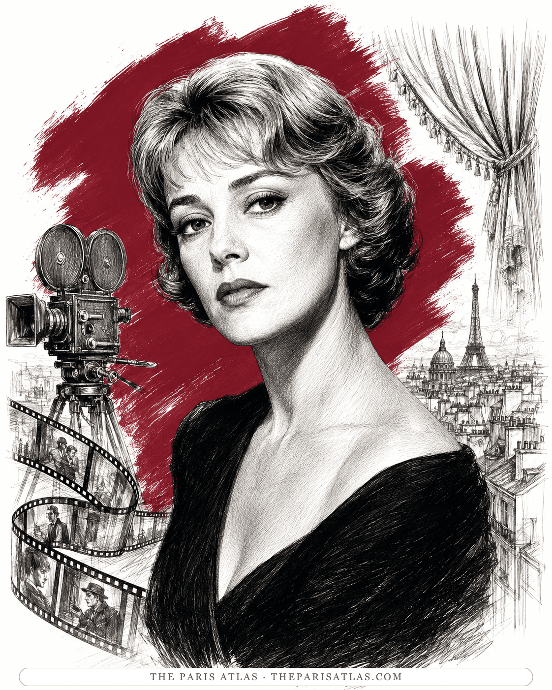 Illustrated portrait of Jeanne Moreau
