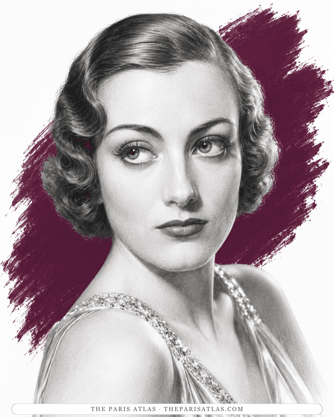 Illustrated portrait of Joan Crawford