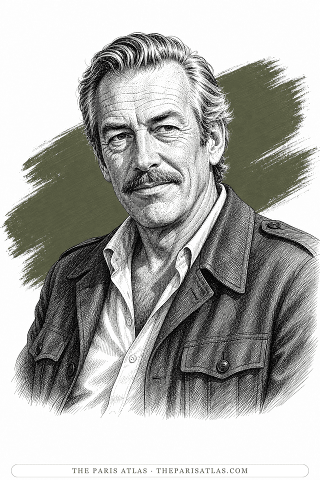 Illustrated portrait of John Huston