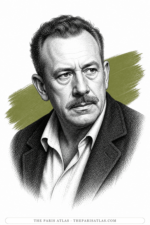 Illustrated portrait of John Steinbeck