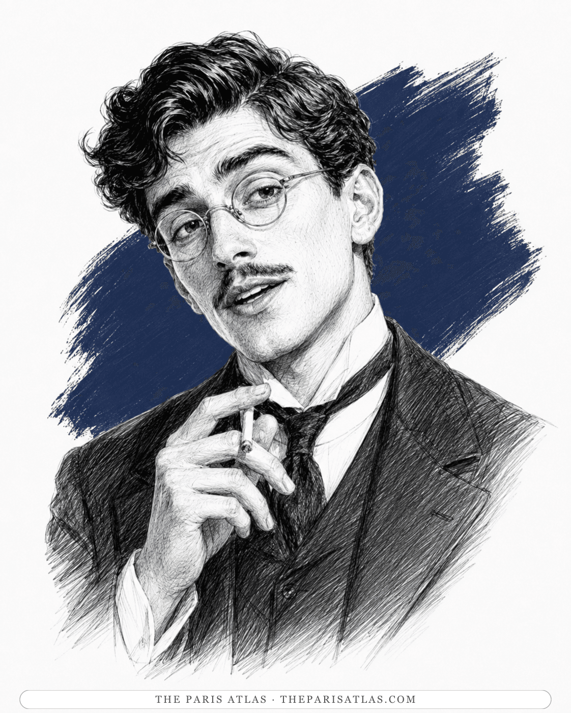 Illustrated portrait of Jules, the second waiter