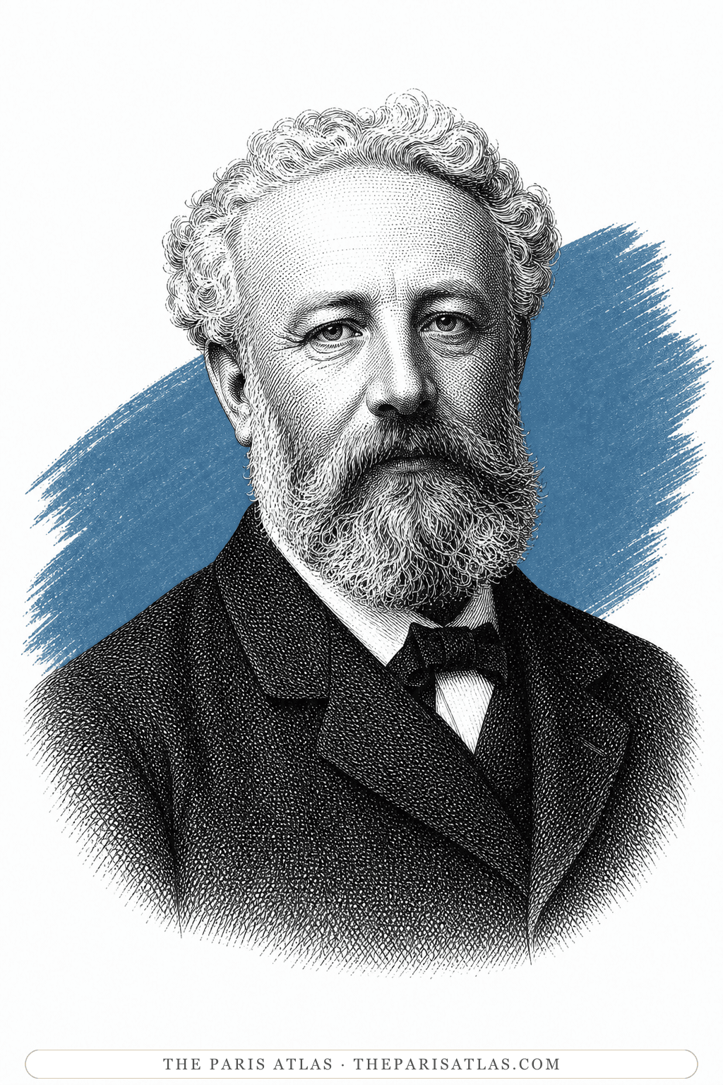 Illustrated portrait of Jules Verne