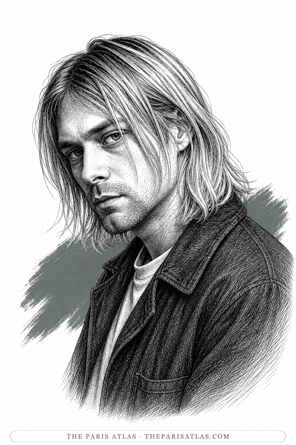 Illustrated portrait of Kurt Cobain