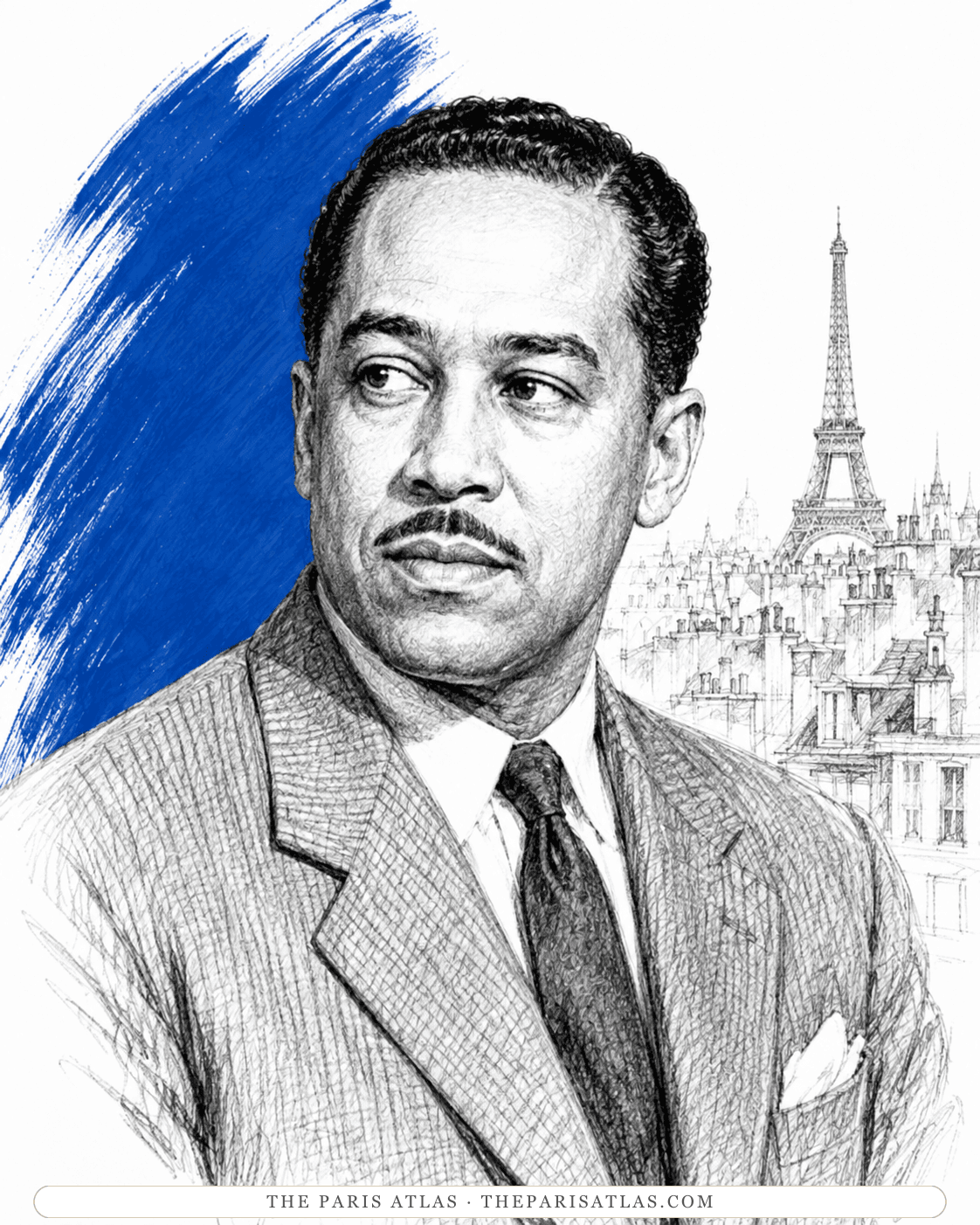 Illustrated portrait of Langston Hughes
