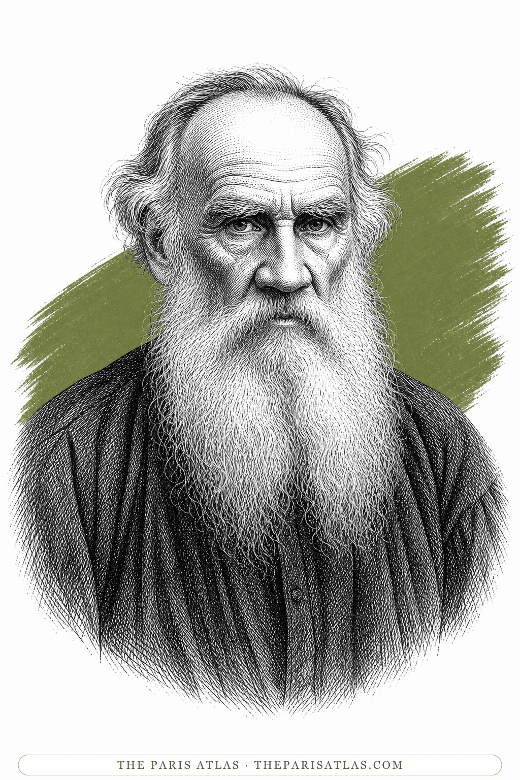 Illustrated portrait of Leo Tolstoy