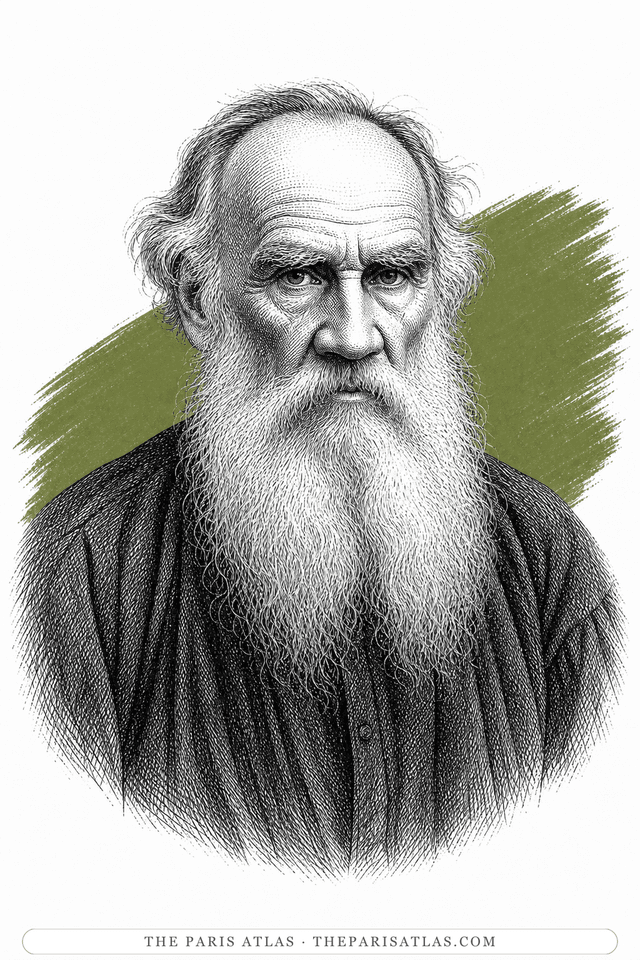 Illustrated portrait of Leo Tolstoy