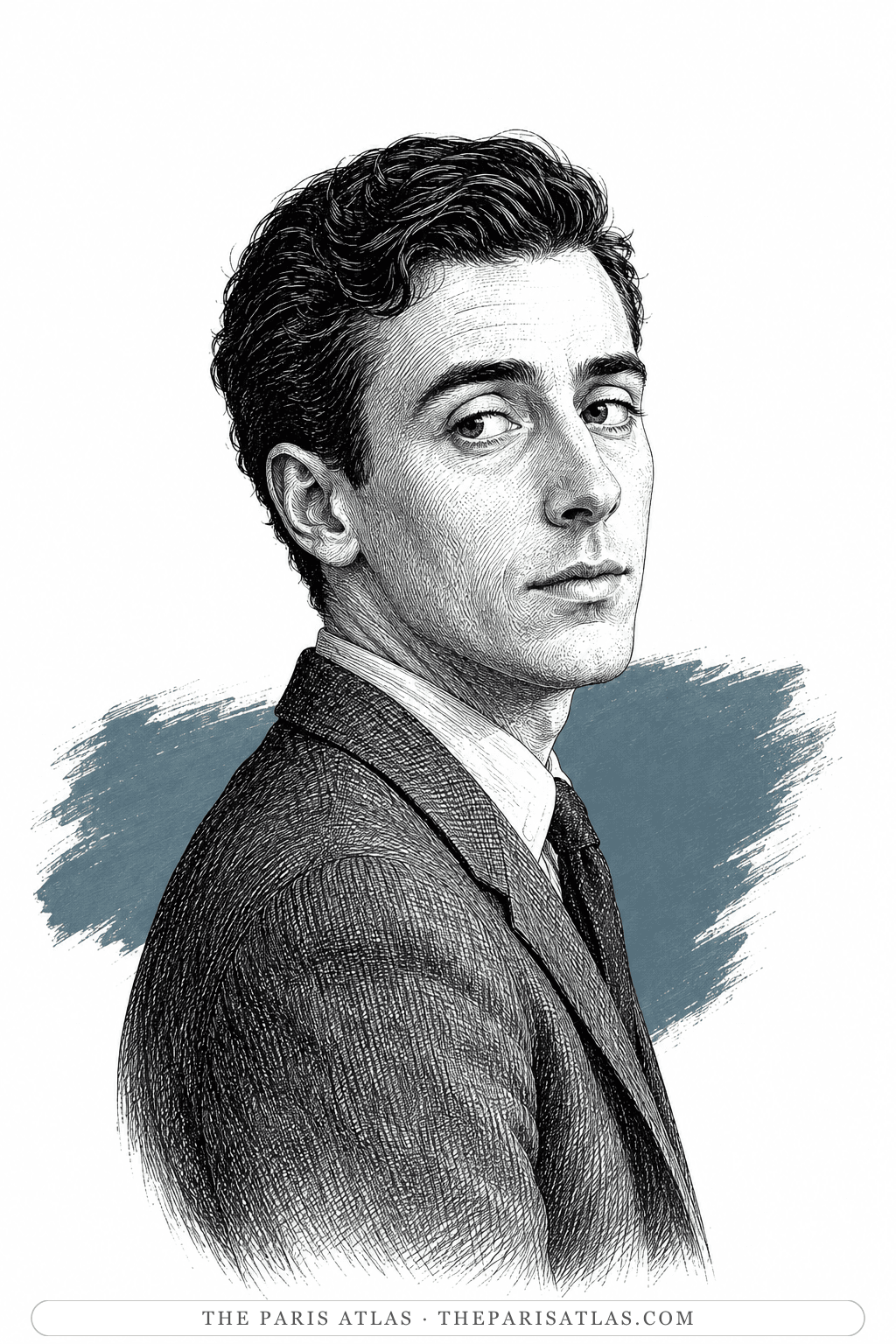 Illustrated portrait of Lucien Carr