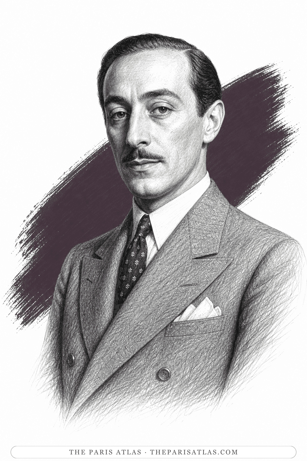 Illustrated portrait of Lucien Lelong