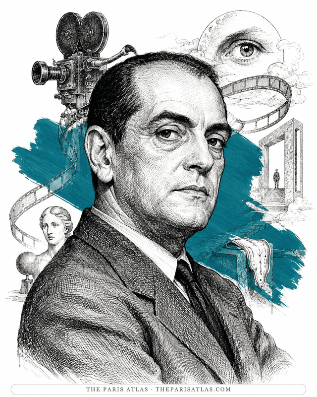 Illustrated portrait of Luis Buñuel
