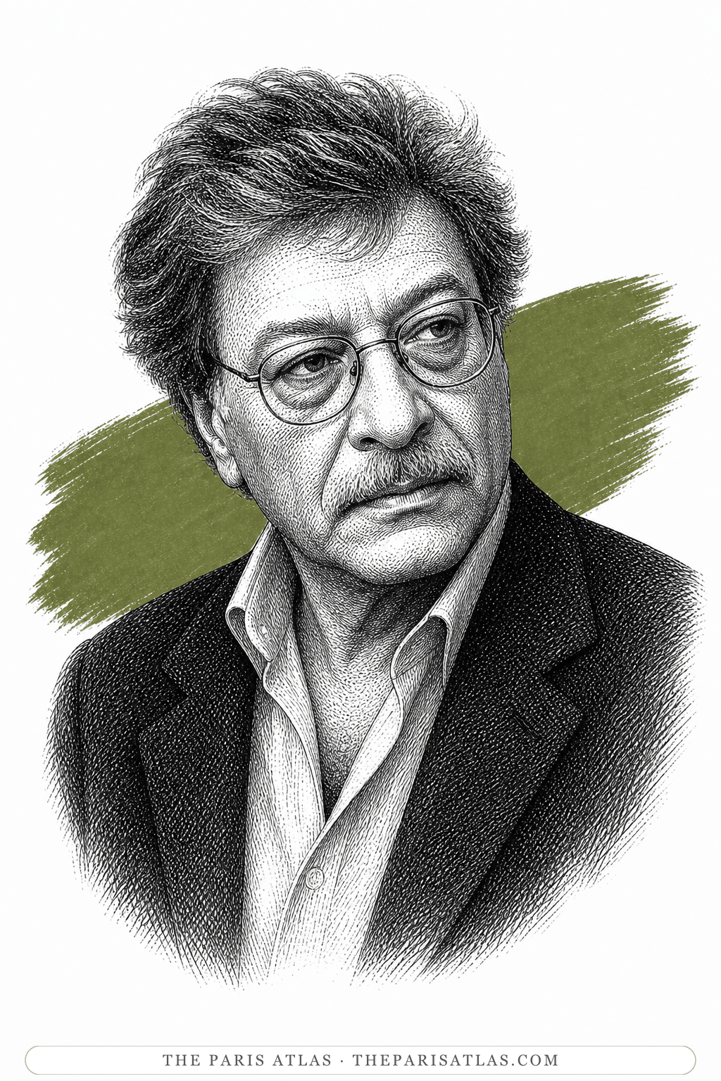Illustrated portrait of Mahmoud Darwish