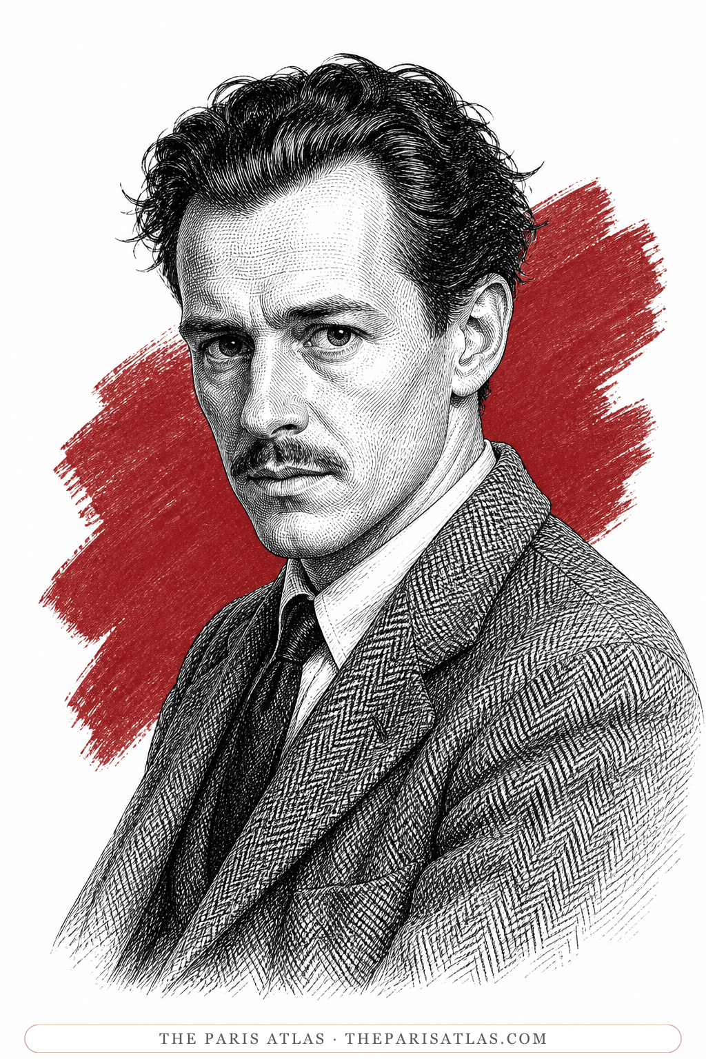 Illustrated portrait of Malcolm Lowry