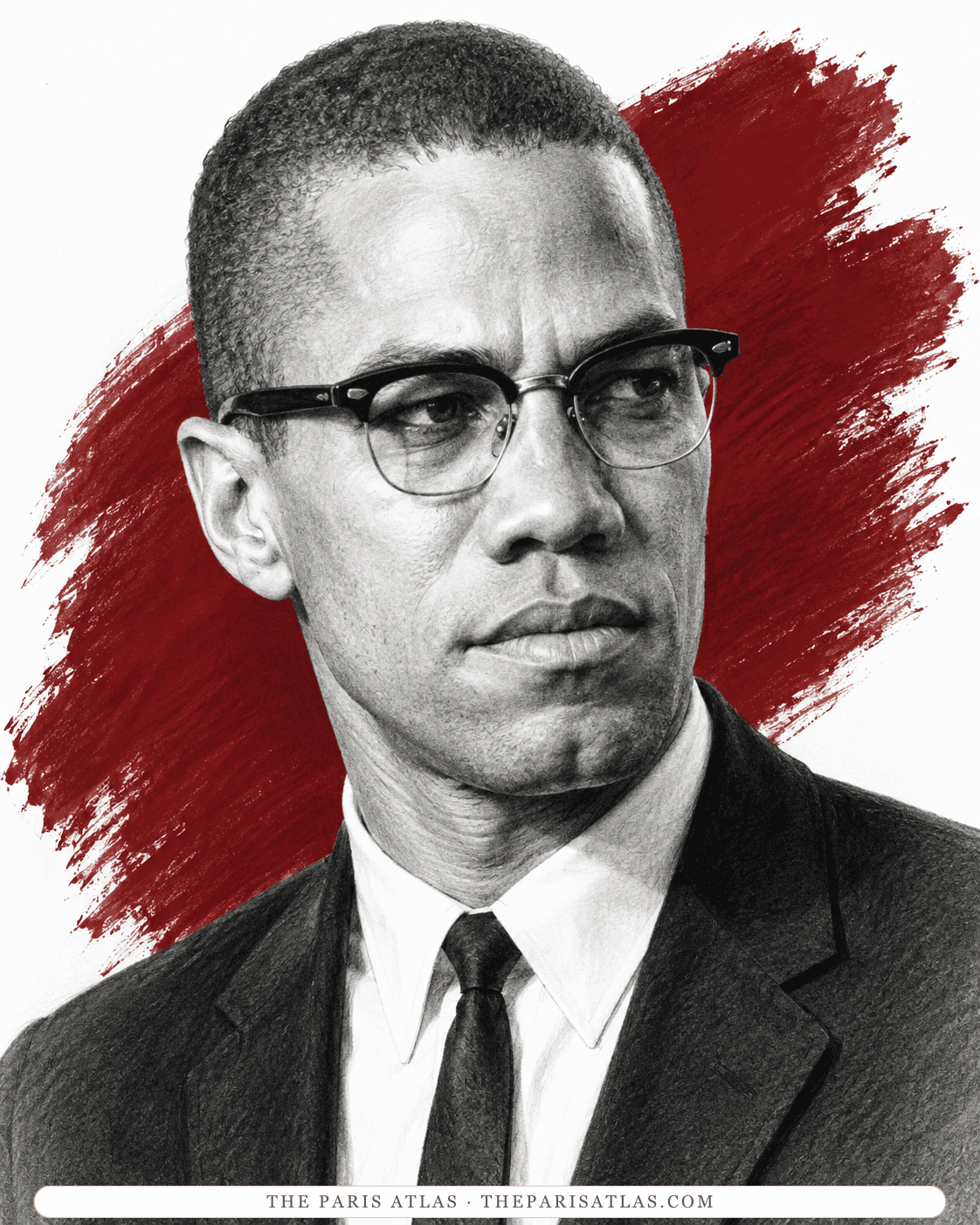 Illustrated portrait of Malcolm X