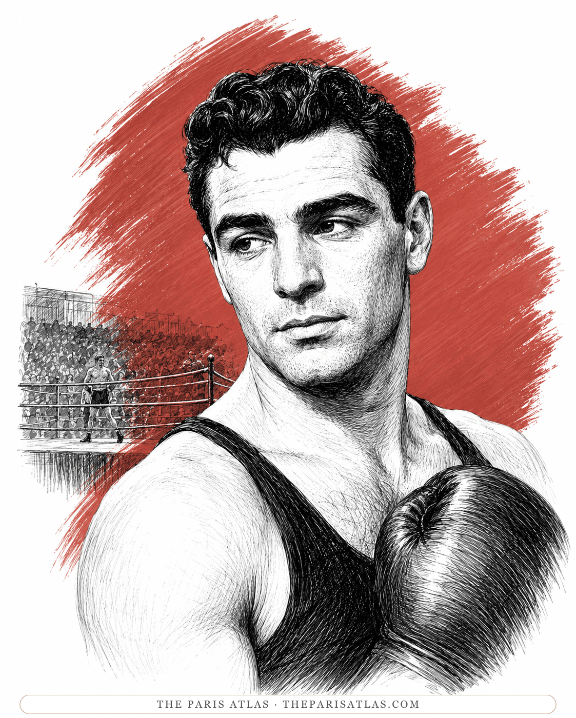 Illustrated portrait of Marcel Cerdan