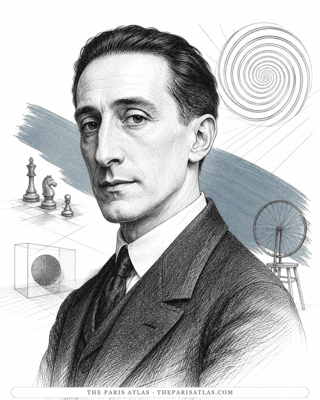Illustrated portrait of Marcel Duchamp