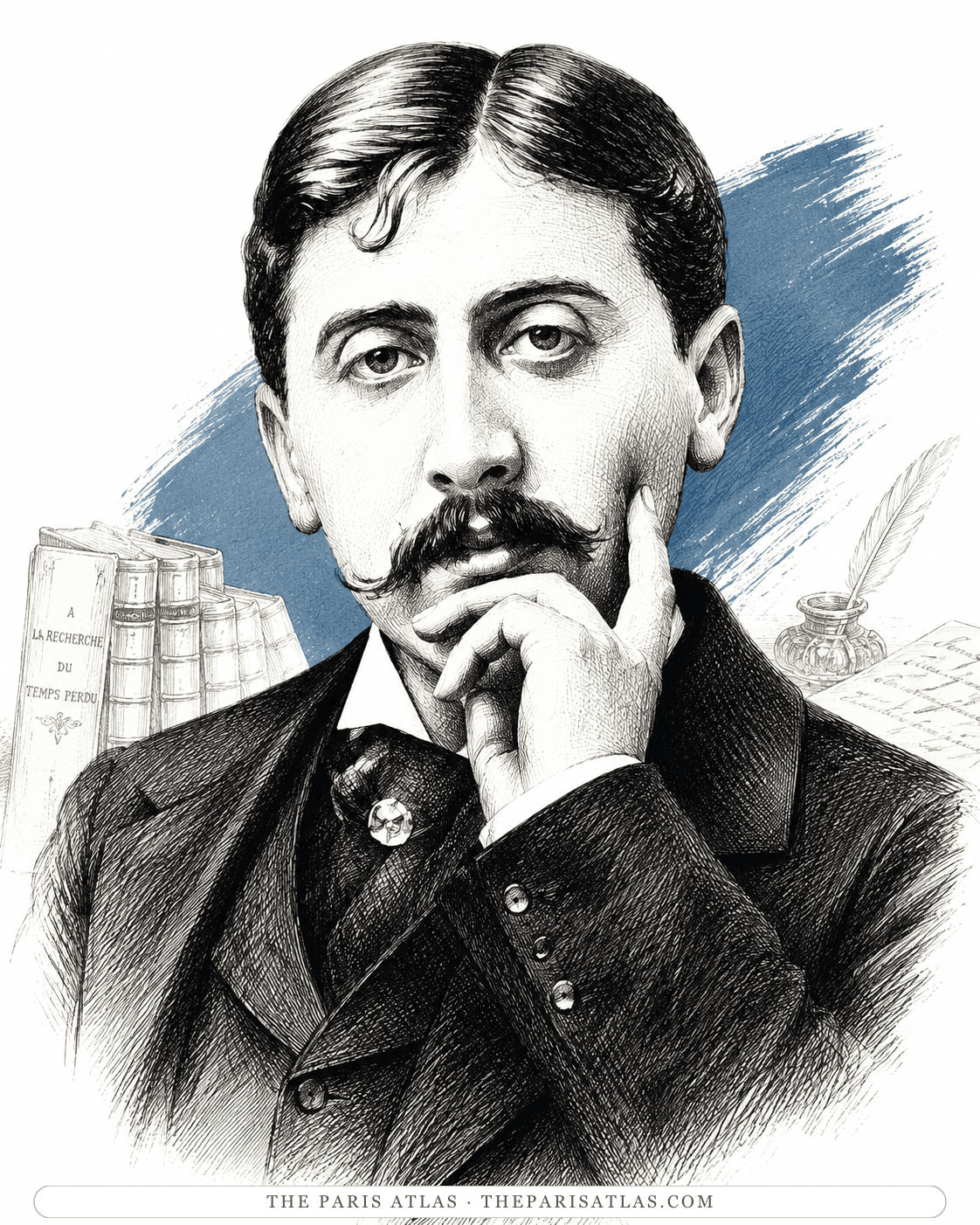 Illustrated portrait of Marcel Proust