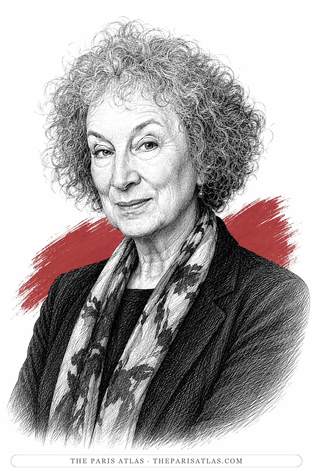 Illustrated portrait of Margaret Atwood
