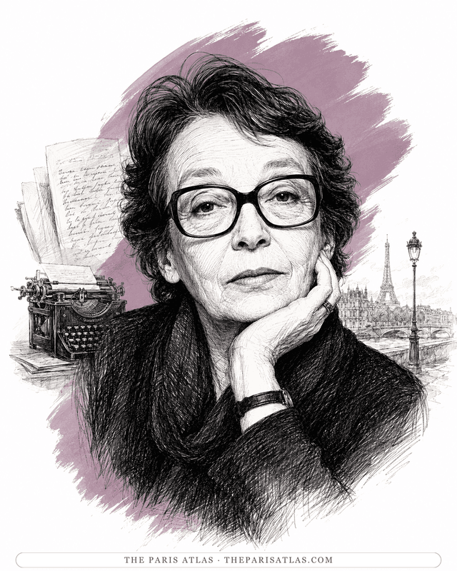 Illustrated portrait of Marguerite Duras