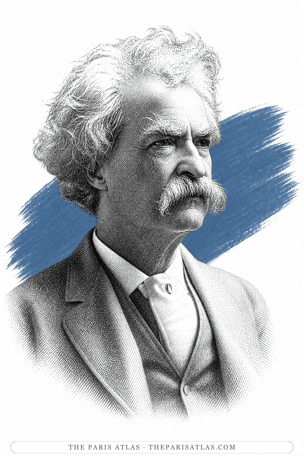 Illustrated portrait of Mark Twain