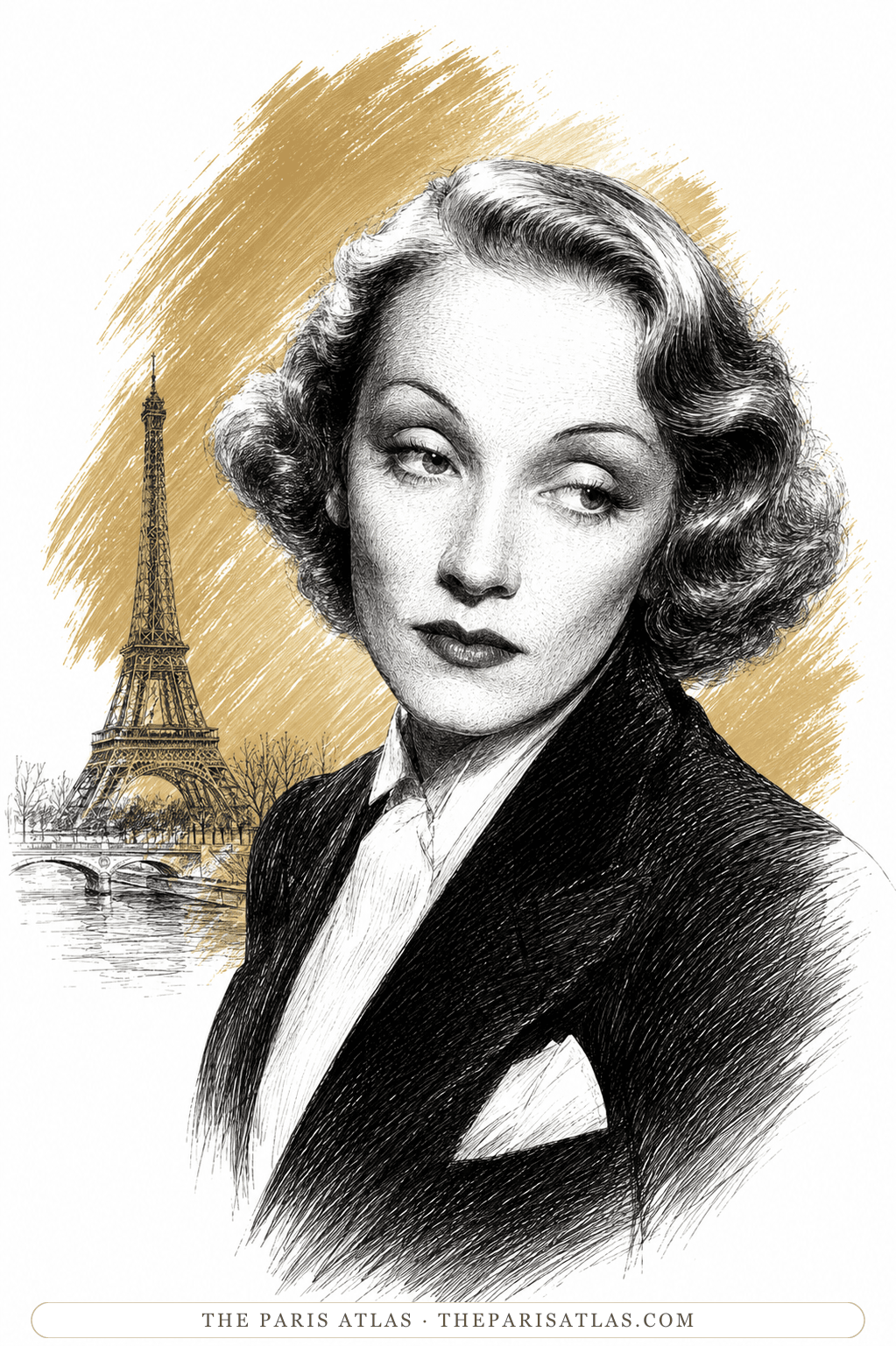 Illustrated portrait of Marlene Dietrich