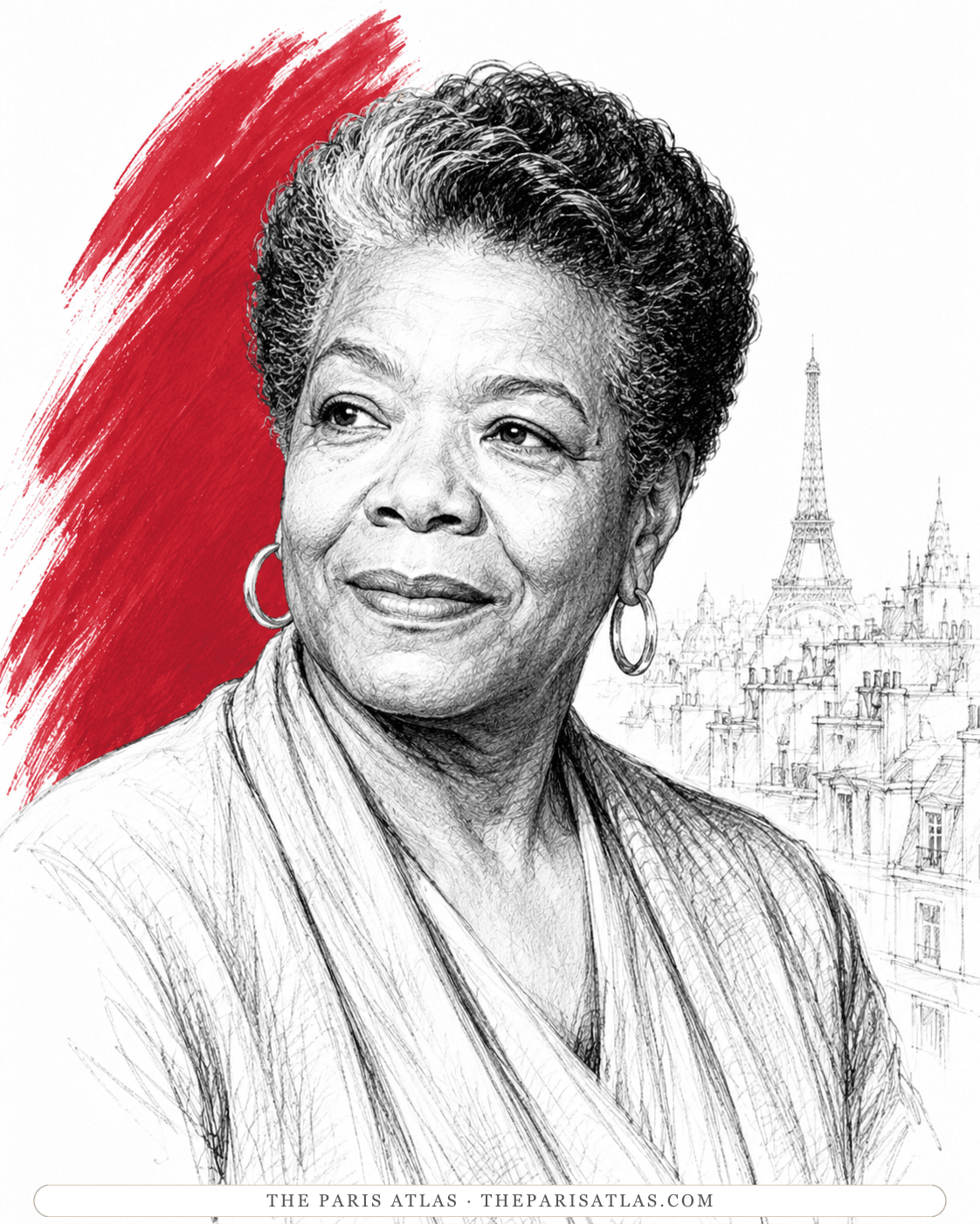 Illustrated portrait of Maya Angelou