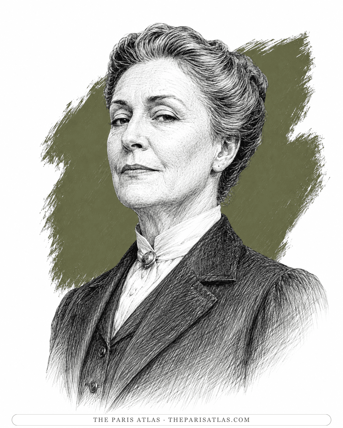 Illustrated portrait of Miss Allcock