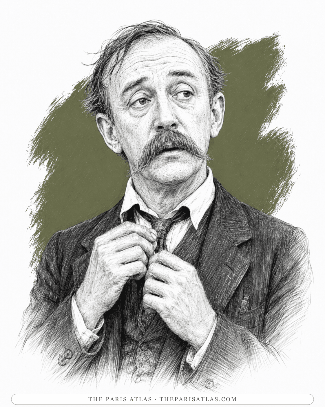 Illustrated portrait of Mr Booth