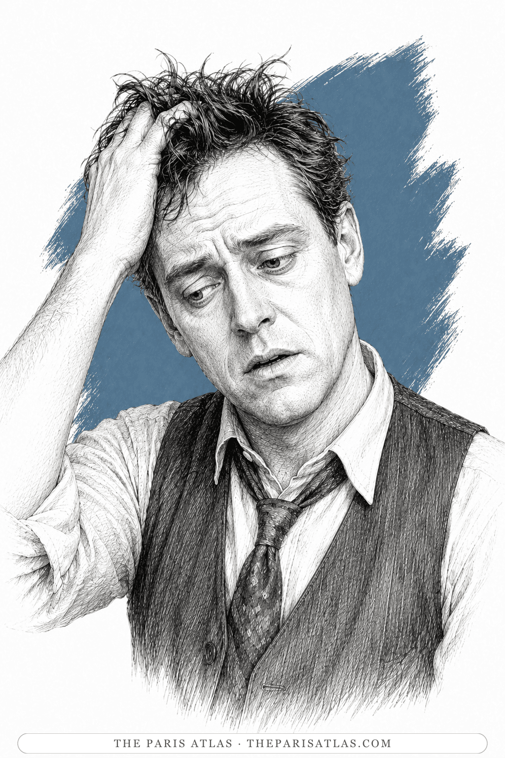 Illustrated portrait of Mr Clew