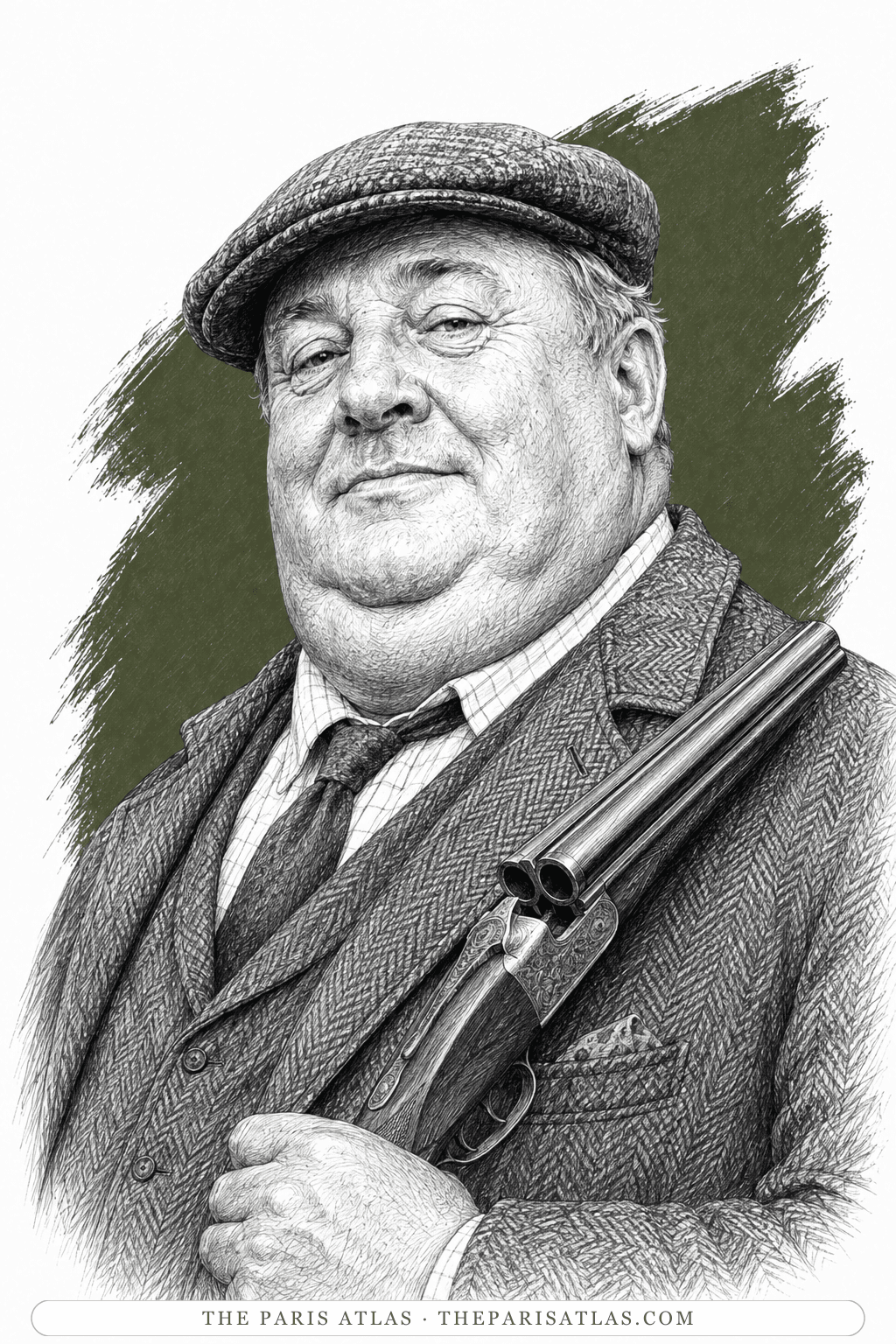 Illustrated portrait of Mr Pilkington