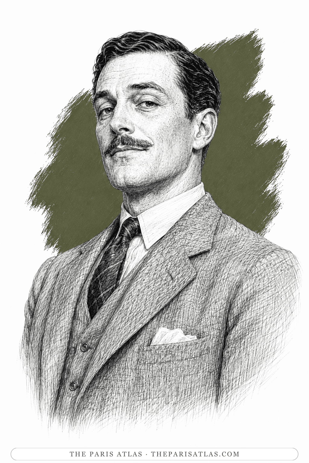 Illustrated portrait of Mr Warburton