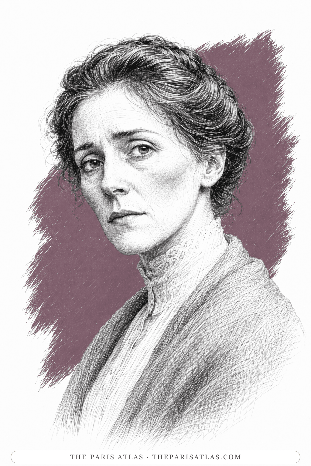 Illustrated portrait of Mrs Comstock