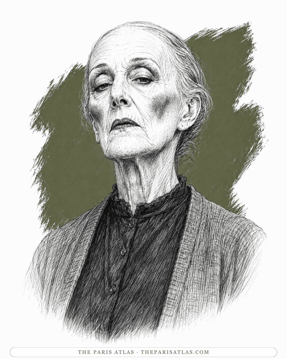Illustrated portrait of Mrs Sawyer