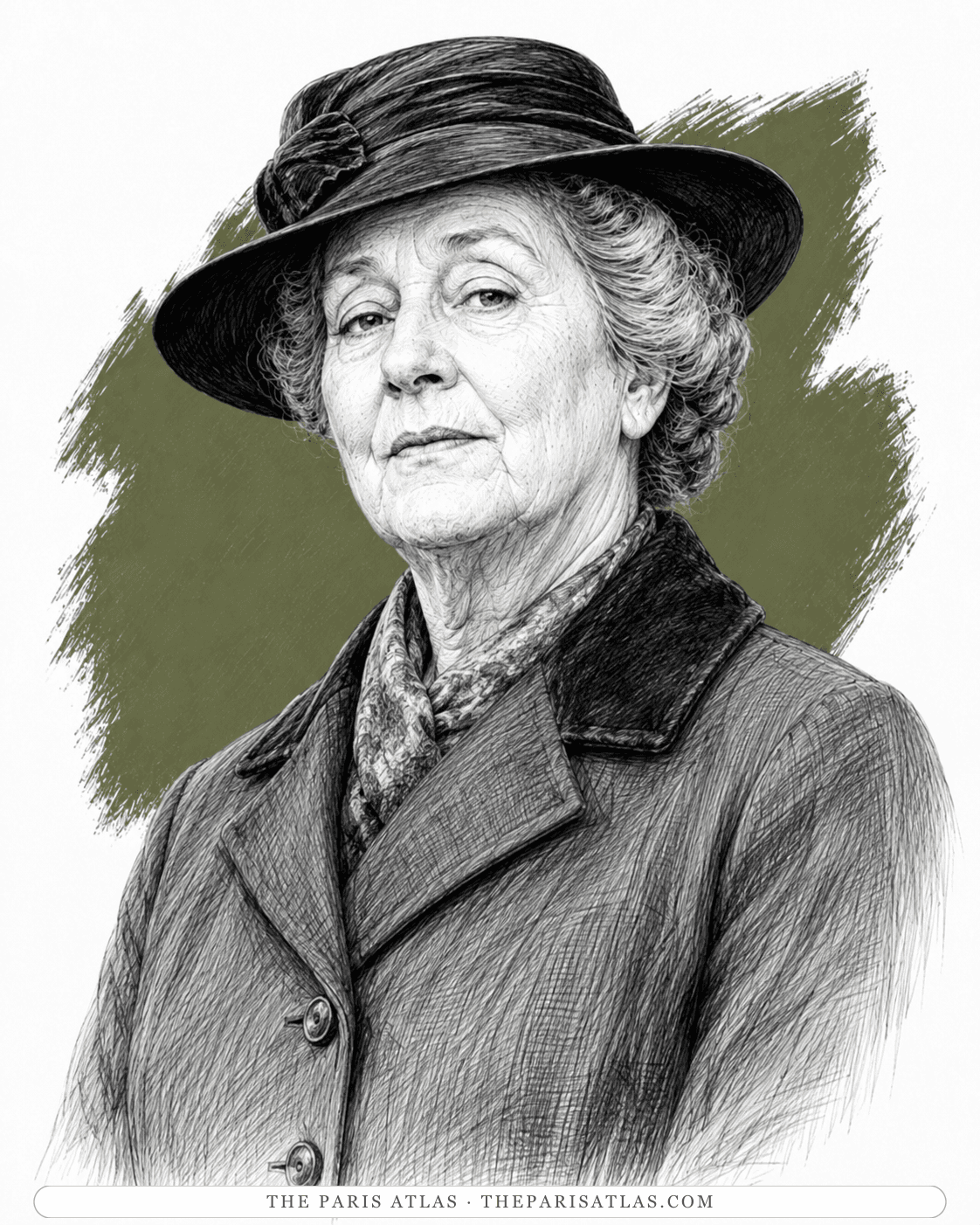 Illustrated portrait of Mrs Wayne