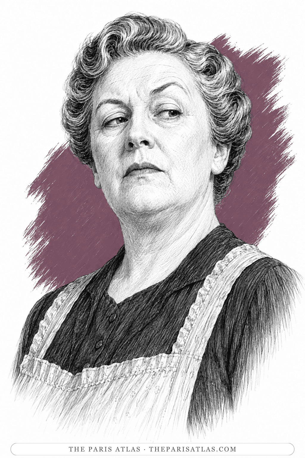 Illustrated portrait of Mrs Wisbeach