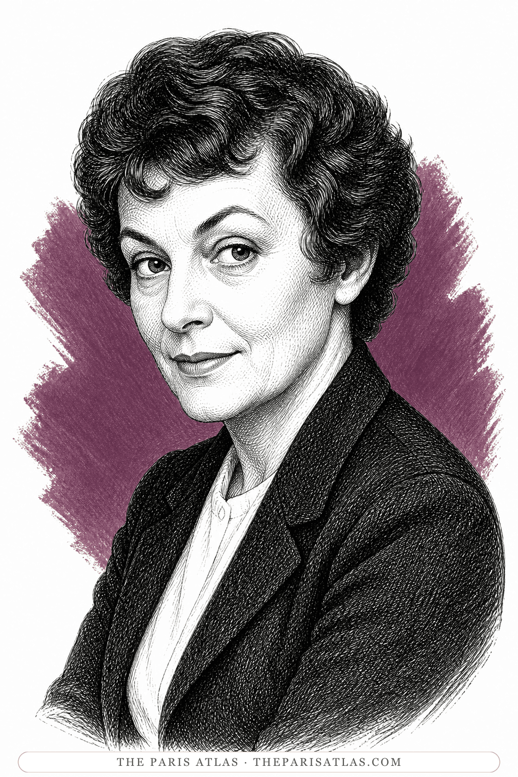Illustrated portrait of Muriel Spark