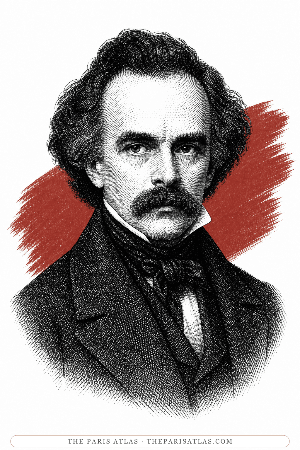 Illustrated portrait of Nathaniel Hawthorne