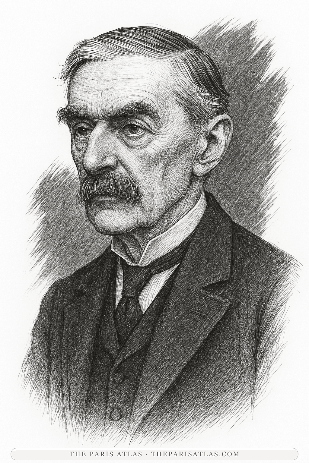 Illustrated portrait of Neville Chamberlain