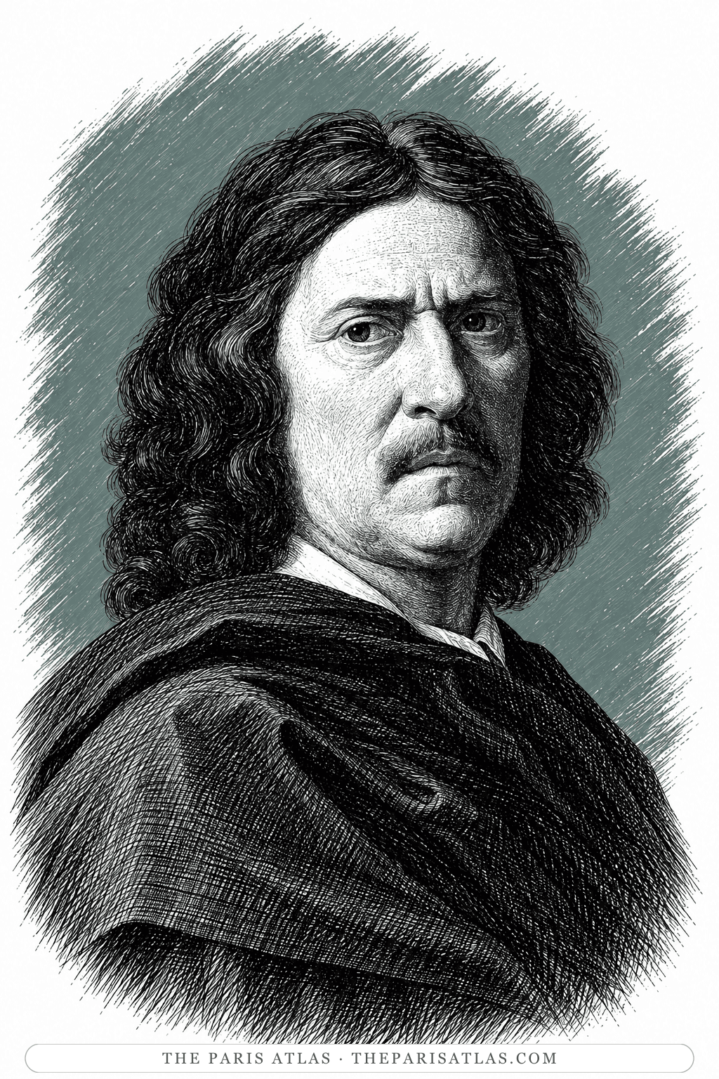 Illustrated portrait of Nicolas Poussin