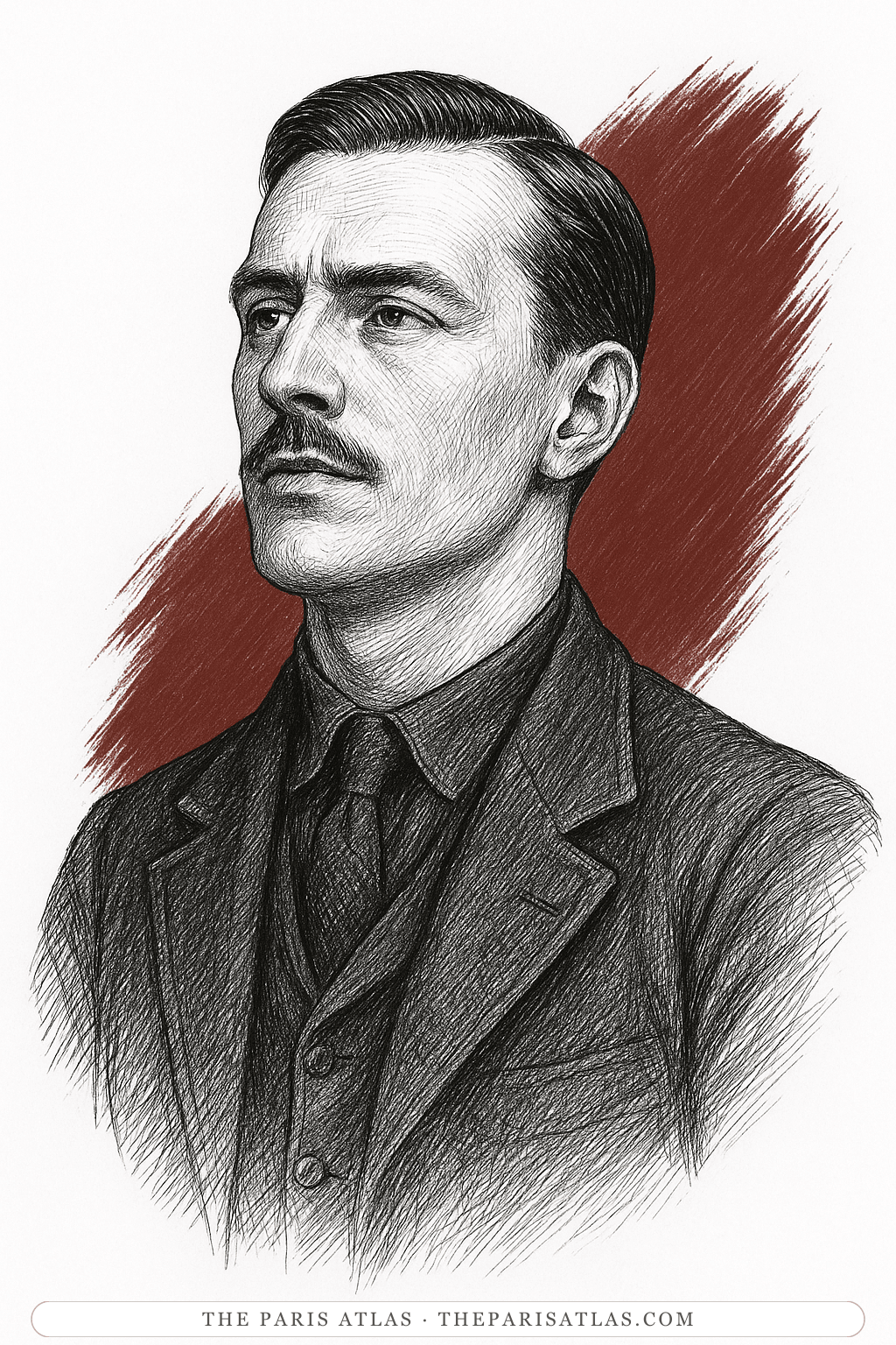 Illustrated portrait of Sir Oswald Mosley