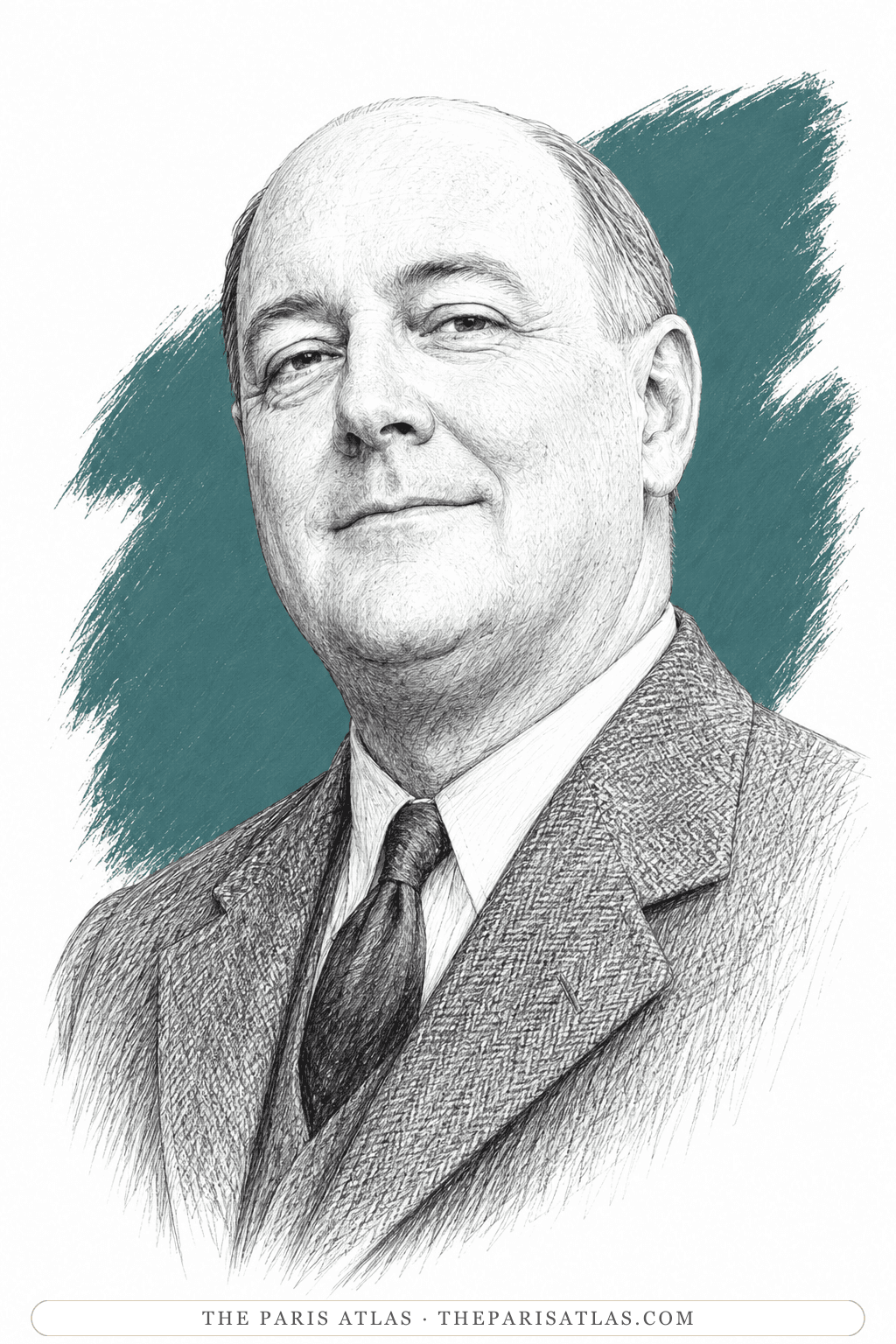 Illustrated portrait of P. G. Wodehouse