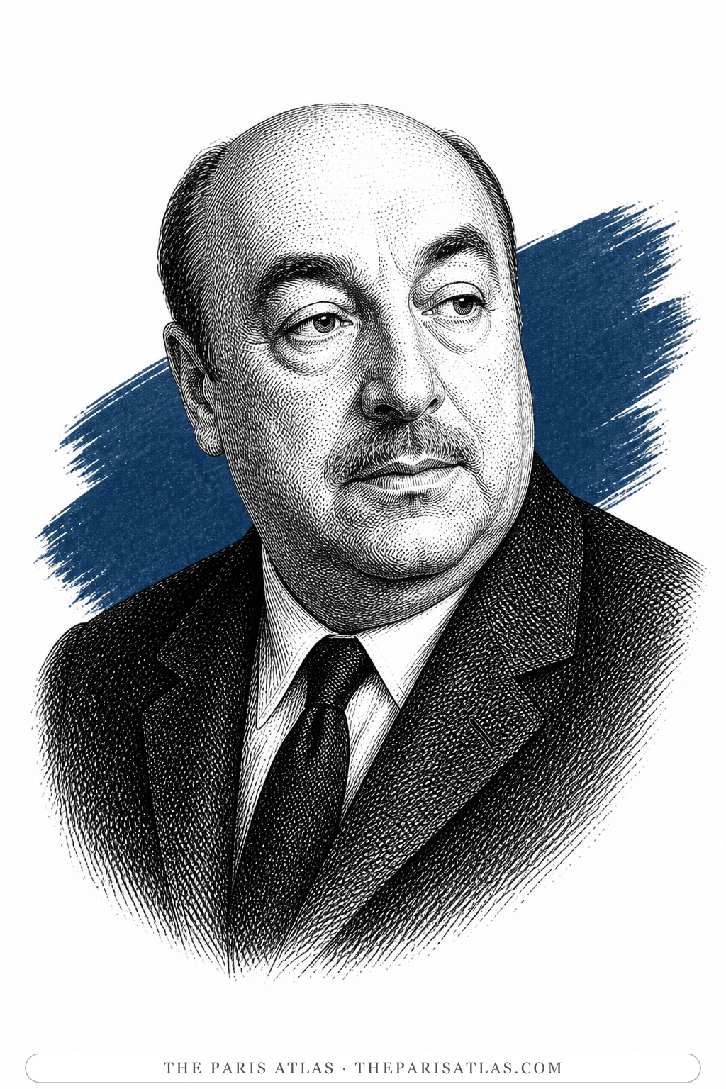 Illustrated portrait of Pablo Neruda