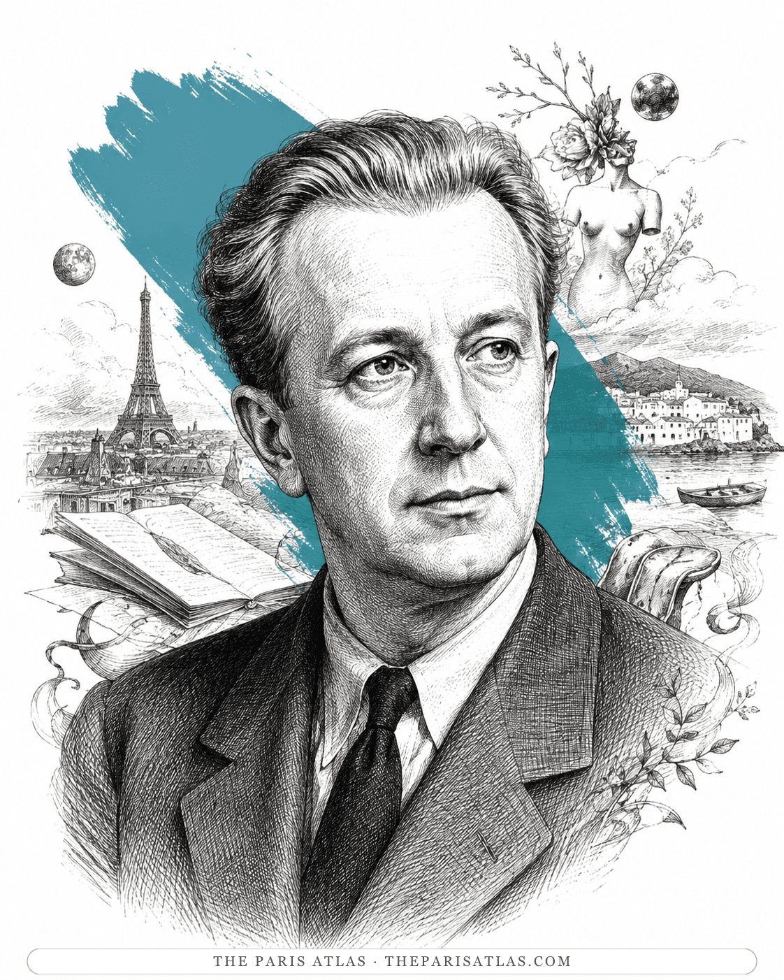 Illustrated portrait of Paul Éluard