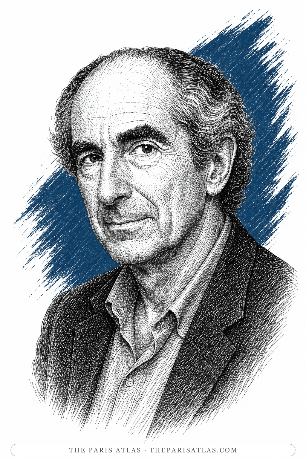 Illustrated portrait of Philip Roth