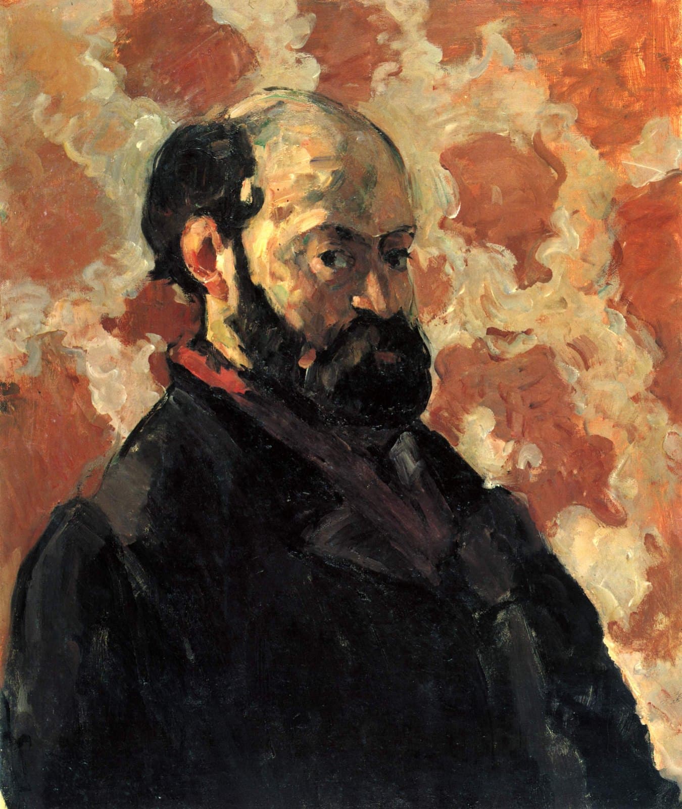Portrait of the Artist with a Rose Background by Paul Cézanne