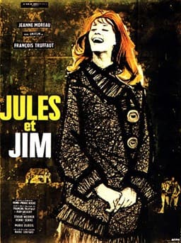 Poster for Jules et Jim (1962): Jeanne Moreau between the two friends